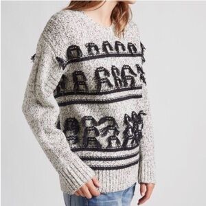 NWT Current Elliott jacquard fringe sweater SZ M